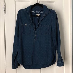 Madewell blue denim shirt with white dots